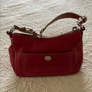 Coach Red Shoulder Bag with Silver Accents